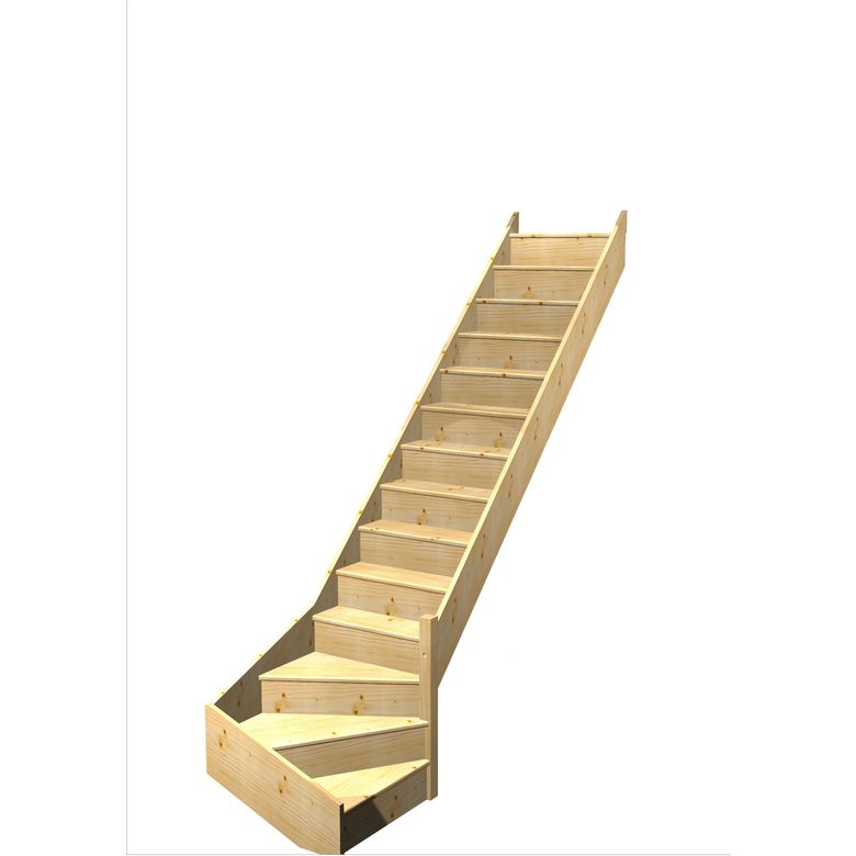 Escalier Faubourg quart tournant bas sans rampe