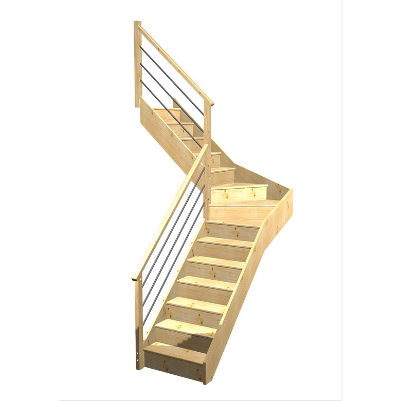 Escalier Faubourg quart tournant intermédiaire rampe Régate tubes acier