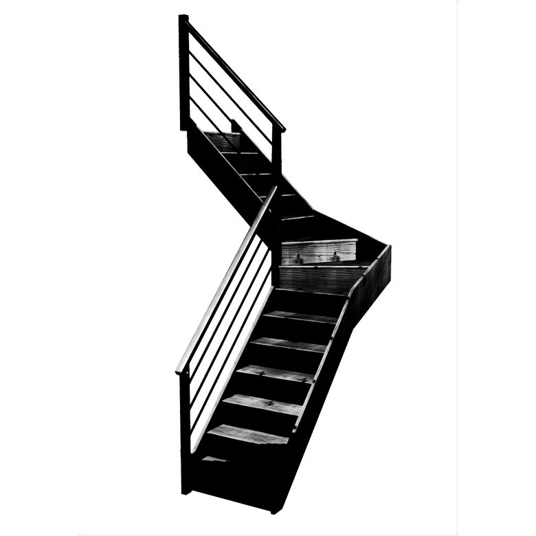 Escalier Faubourg quart tournant intermédiaire rampe Régate tubes acier