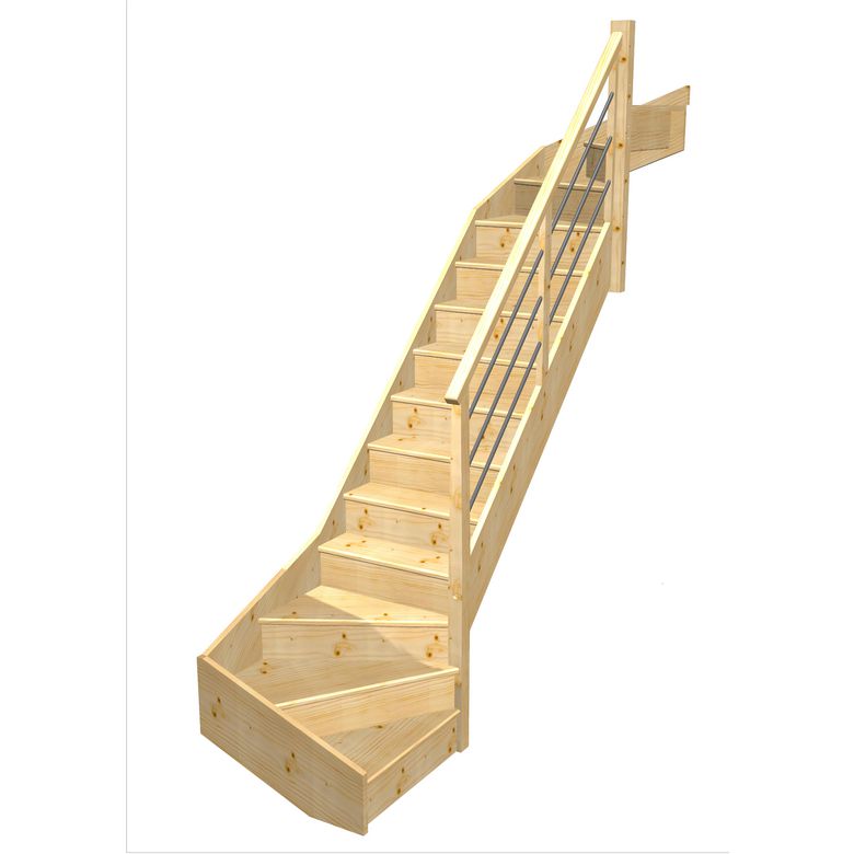 Escalier Faubourg 2/4 t. haut et bas Sapin Rég. TP Vernis inc. h.274 R.85 Droite Main Image