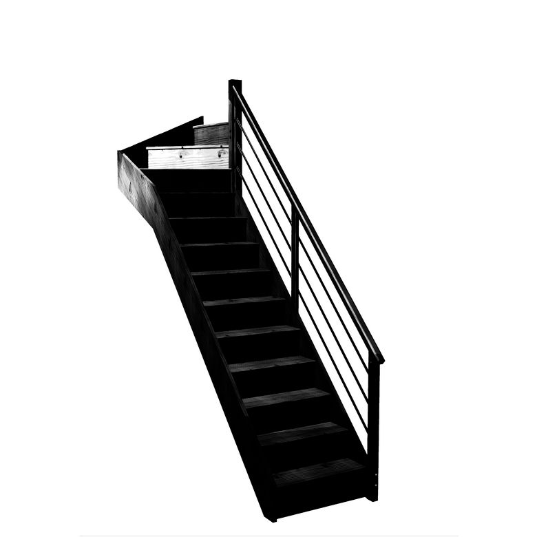 Escalier Faubourg 1/4 t. haut Sapin Rég. TP Noir h.274 R.85 Droite Main Image