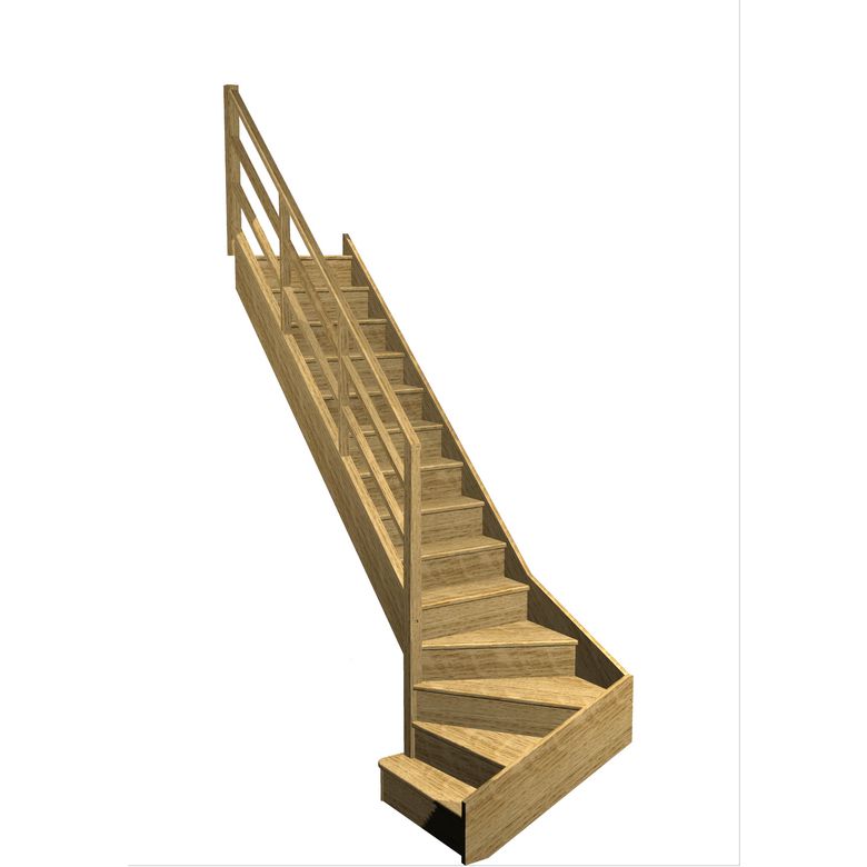 Escalier Faubourg quart tournant bas marche débordante rampe Eden