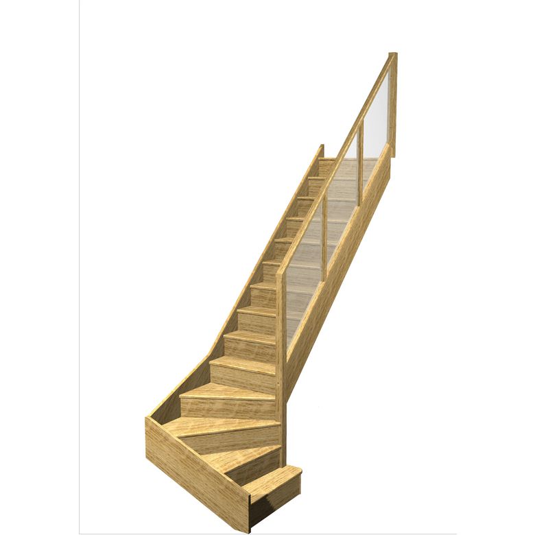 Escalier Faubourg 1/4 t. bas déb. Chêne Emerence Vernis inc. h.274 R.280 Droite Main Image