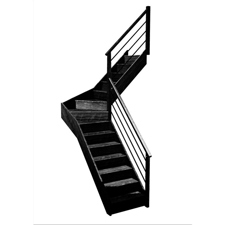 Escalier Faubourg quart tournant intermédiaire rampe Régate tubes acier