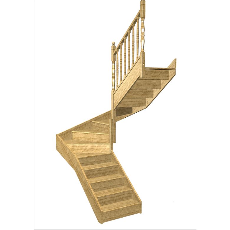 Escalier Faubourg 2/4 t. inter Chêne Antique Vernis inc. h.274 R.180 Droite Main Image