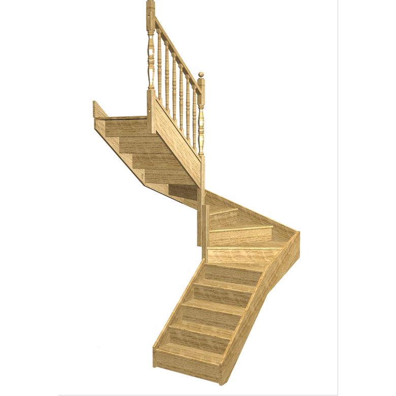 Escalier Faubourg double quart tournant intermédiaire rampe Antique