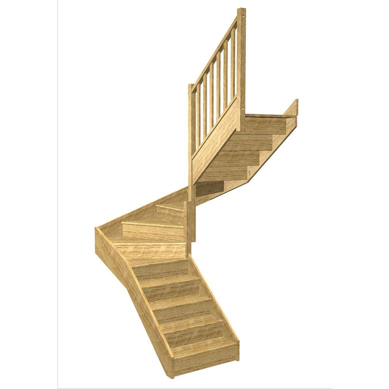 Escalier Faubourg double quart tournant intermédiaire rampe Moulure