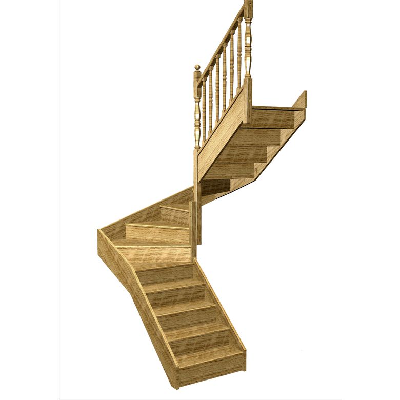 Escalier Faubourg double quart tournant intermédiaire rampe Antique