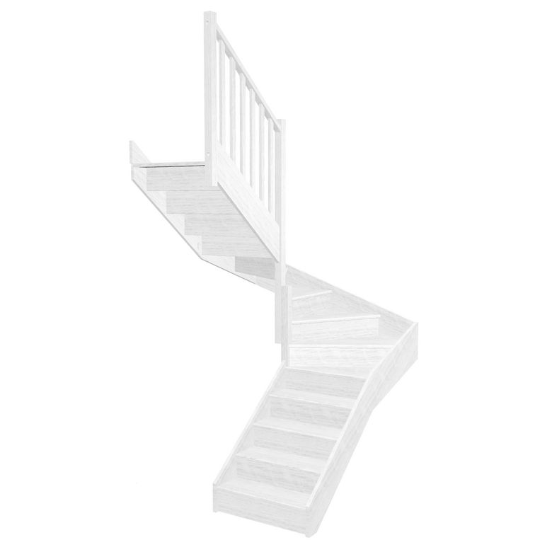 Escalier Faubourg double quart tournant intermédiaire sans rampe