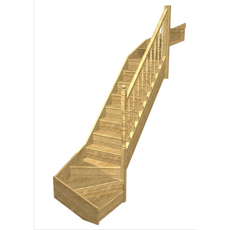 Escalier Faubourg 2/4 t. haut et bas Chêne Antique Vernis inc. h.274 R.85 Droite Main Image