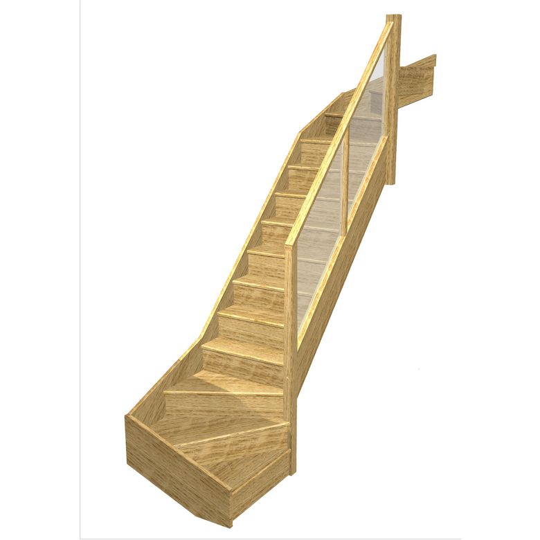 Escalier Faubourg 2/4 t. ht et bas Chêne Emerence Vernis inc. h.274 R.85 Droite Main Image