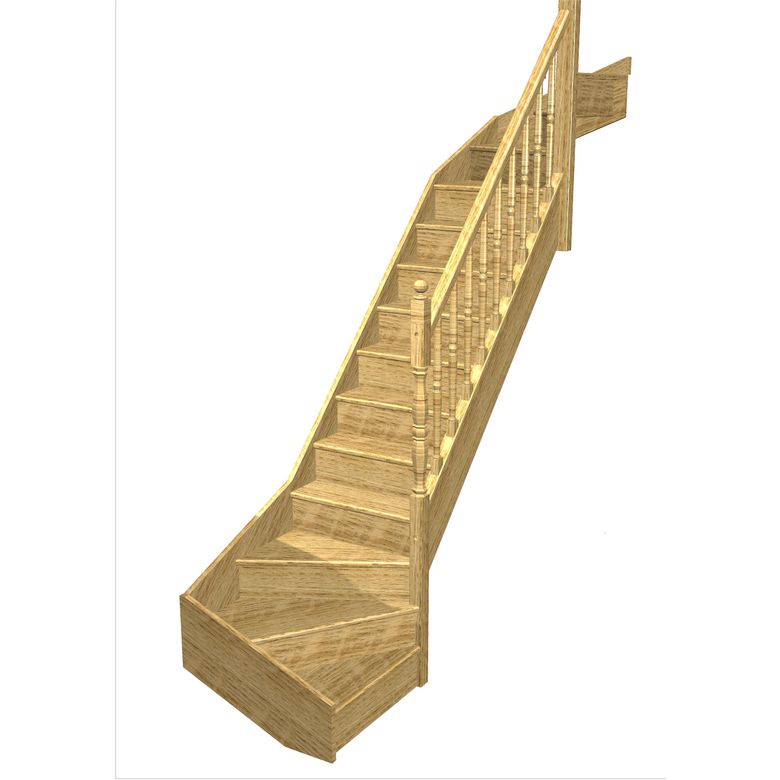 Escalier Faubourg 2/4 t. haut et bas Chêne Antique Vernis inc. h.286 R.85 Droite Main Image