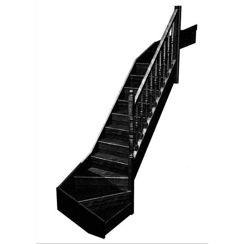 Escalier Faubourg Double quart tournant haut & bas rampe Antique