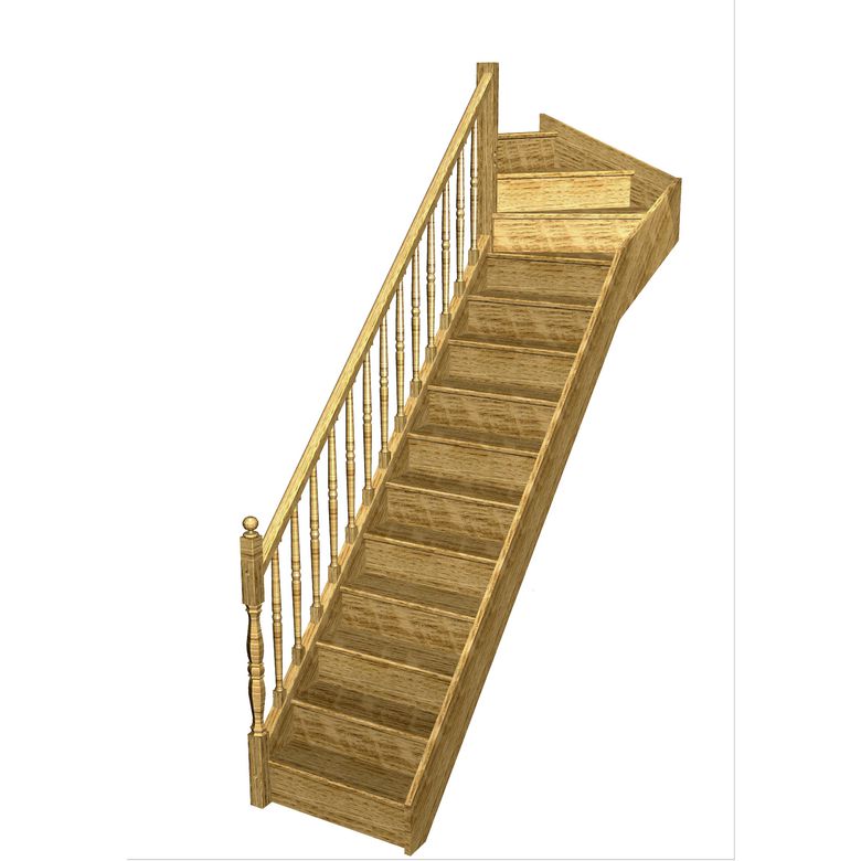 Escalier Faubourg quart tournant haut rampe Antique