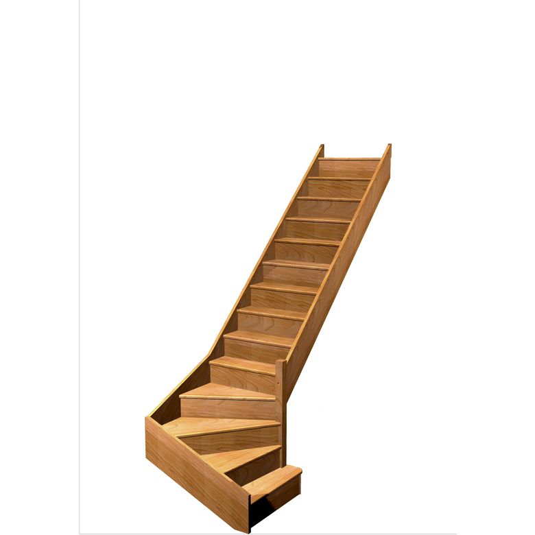 Escalier Faubourg 1/4 t. bas déb. Hêtre S/Rampe Moyen h.274 R.280 Droite Main Image