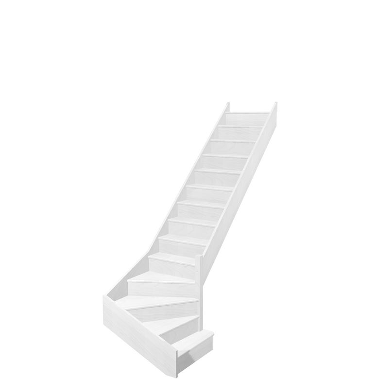 Escalier Faubourg 1/4 t. bas déb. Hêtre S/Rampe Blanc h.274 R.280 Droite Main Image