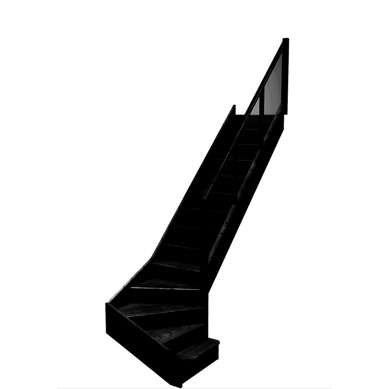 Escalier Faubourg quart tournant bas marche débordante rampe Emerence