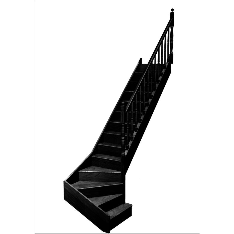 Escalier Faubourg quart tournant bas marche débordante rampe Antique