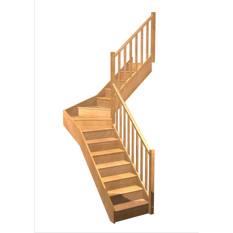 Escalier Faubourg 1/4 t. inter Hêtre Moulure Vernis inc. h.274 R.176 Droite Main Image