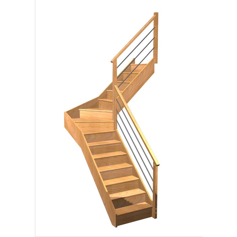 Escalier Faubourg 1/4 t. inter Hêtre Rég. TP Vernis inc. h.274 R.176 Droite Main Image