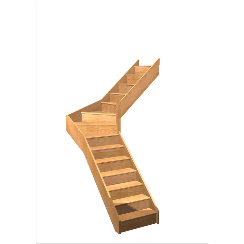 Escalier Faubourg 1/4 t. inter Hêtre S/Rampe Vernis inc. h.274 R.176 Droite Main Image