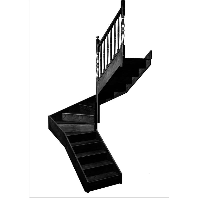 Escalier Faubourg 2/4 t. inter Hêtre Antique Noir h.274 R.180 Droite Main Image