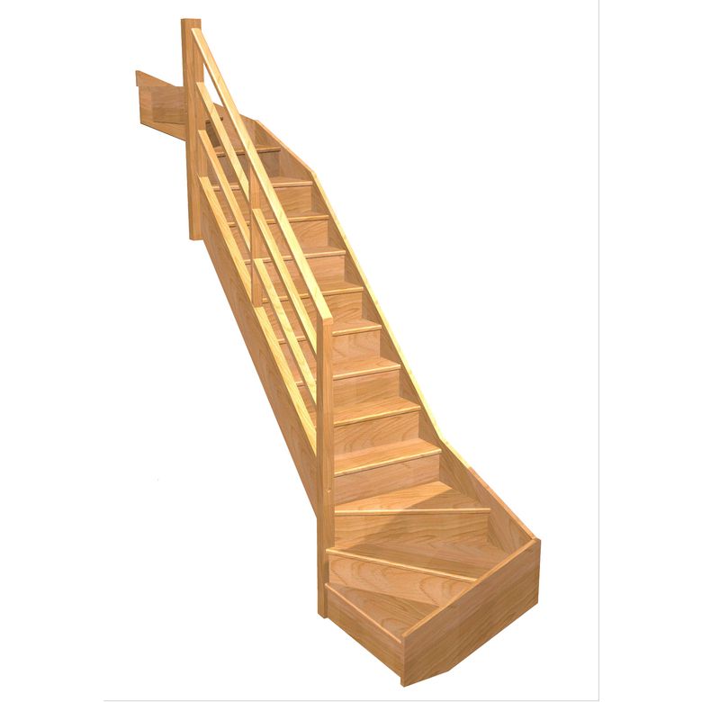 Escalier Faubourg 2/4 t. haut et bas Hêtre Eden  h.274 R.85 Gauche Main Image