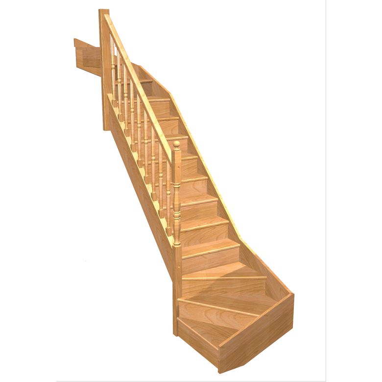 Escalier Faubourg Double quart tournant haut & bas rampe Antique