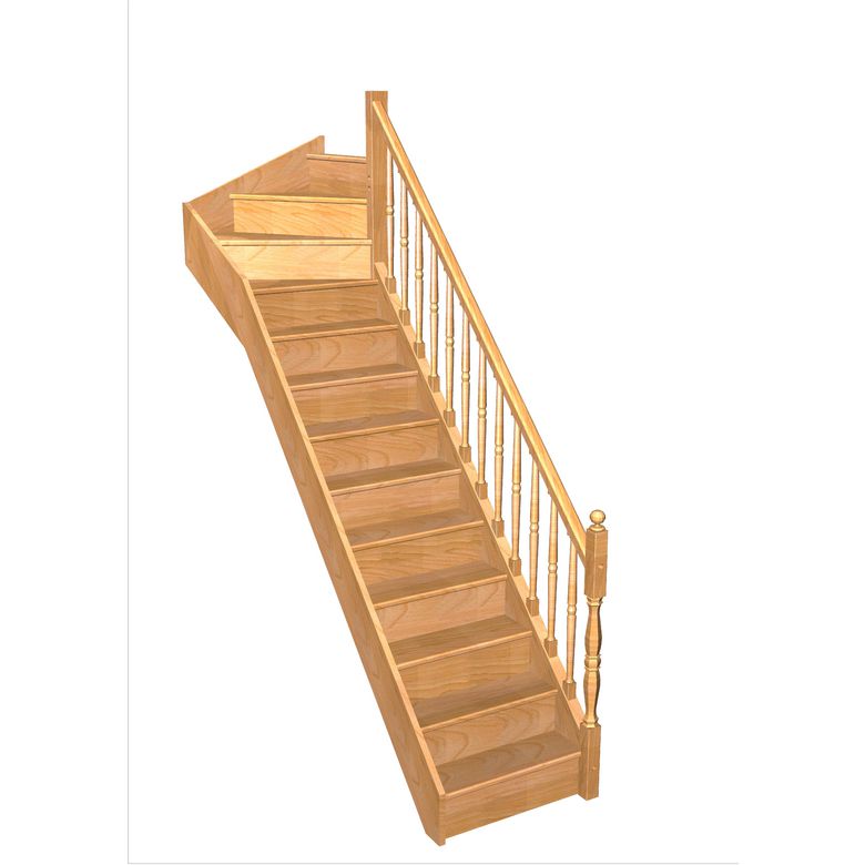 Escalier Faubourg 1/4 t. haut Hêtre Antique Vernis inc. h.274 R.85 Droite Main Image