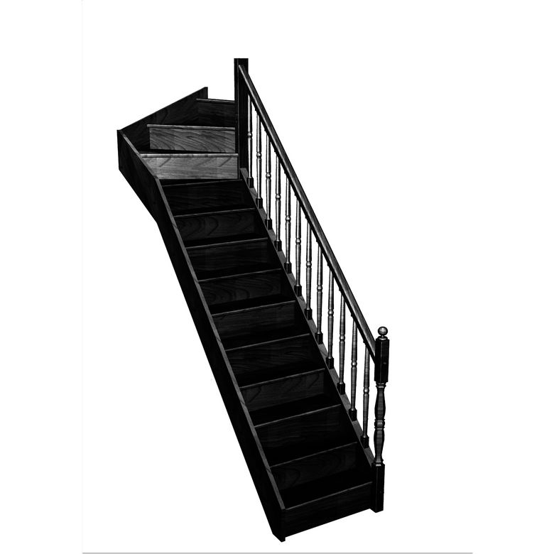 Escalier Faubourg quart tournant haut rampe Antique