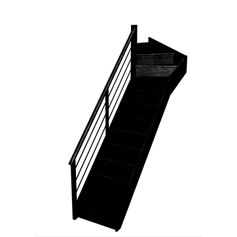 Escalier Faubourg 1/4 t. haut Hêtre Rég. TP Noir h.274 R.85 Gauche Main Image