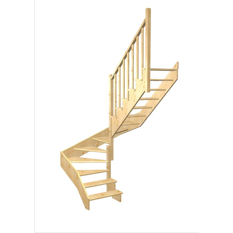 Escalier Ouessant 2/4 t. inter Sapin S/Rampe Vernis inc. h.274 R.199 Droite Main Image