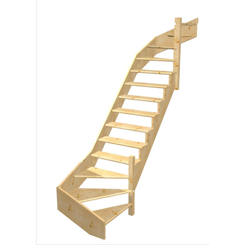Escalier Ouessant double quart tournant haut & bas sans rampe