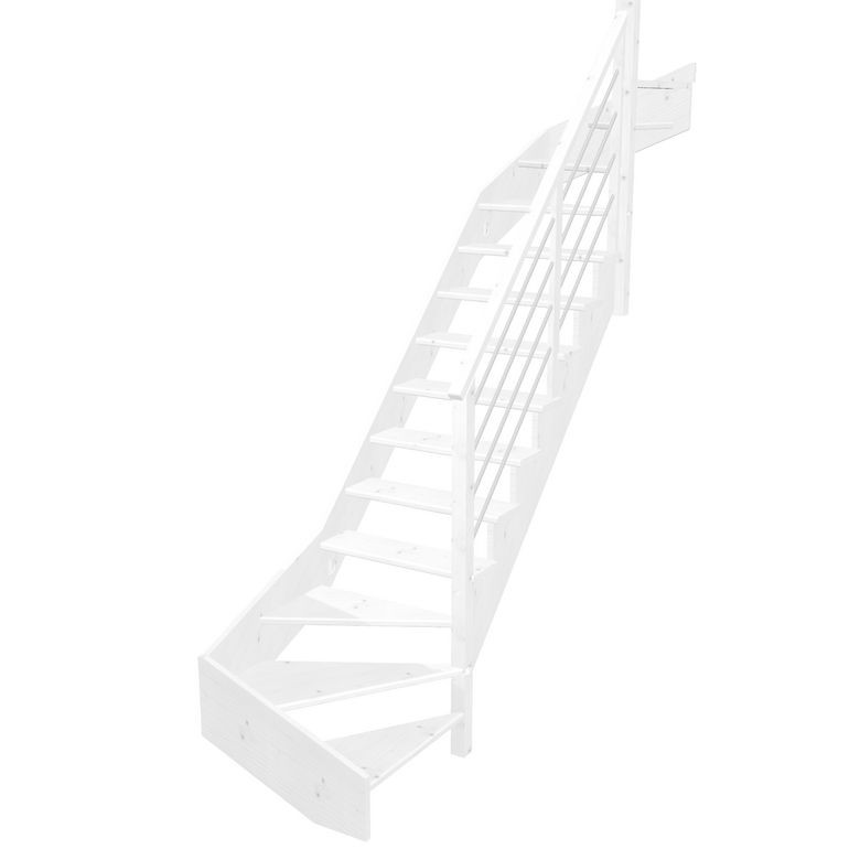 Escalier Ouessant double quart tournant haut & bas rampe Régate tubes acier