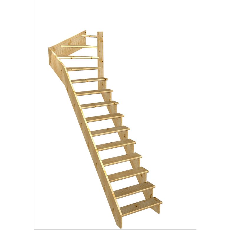 Escalier Ouessant quart tournant haut sans rampe