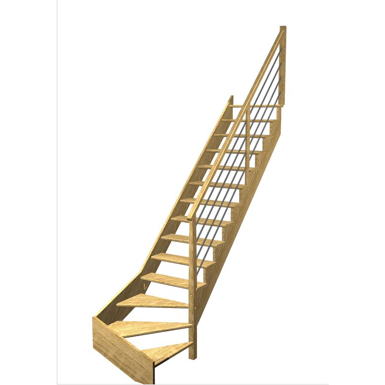 Escalier Ouessant quart tournant bas rampe Régate tubes inox