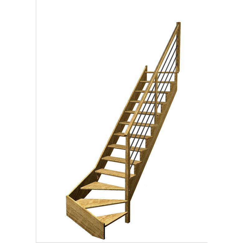 Escalier Ouessant quart tournant bas rampe Régate tubes acier