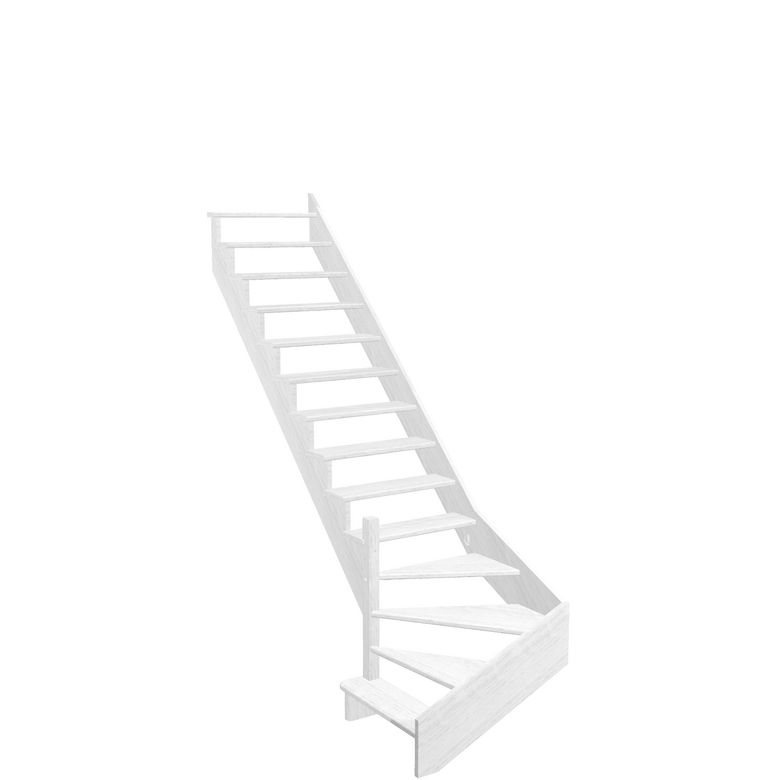 Escalier Ouessant quart tournant bas avec marche débordante sans rampe