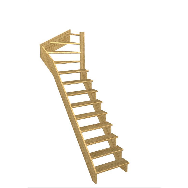 Escalier Ouessant 1/4 t. haut Chêne S/Rampe Vernis inc. h.274 R.85 Droite Main Image