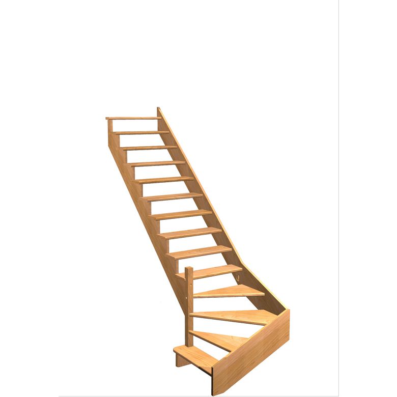 Escalier Ouessant quart tournant bas avec marche débordante sans rampe