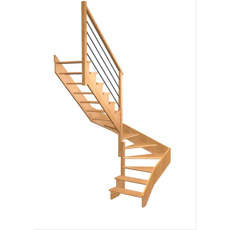 Escalier Ouessant double quart tournant intermédiaire rampe Régate tubes inox