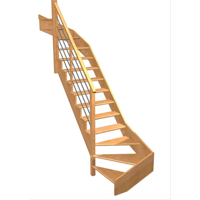 Escalier Ouessant double quart tournant haut & bas rampe Régate tubes inox