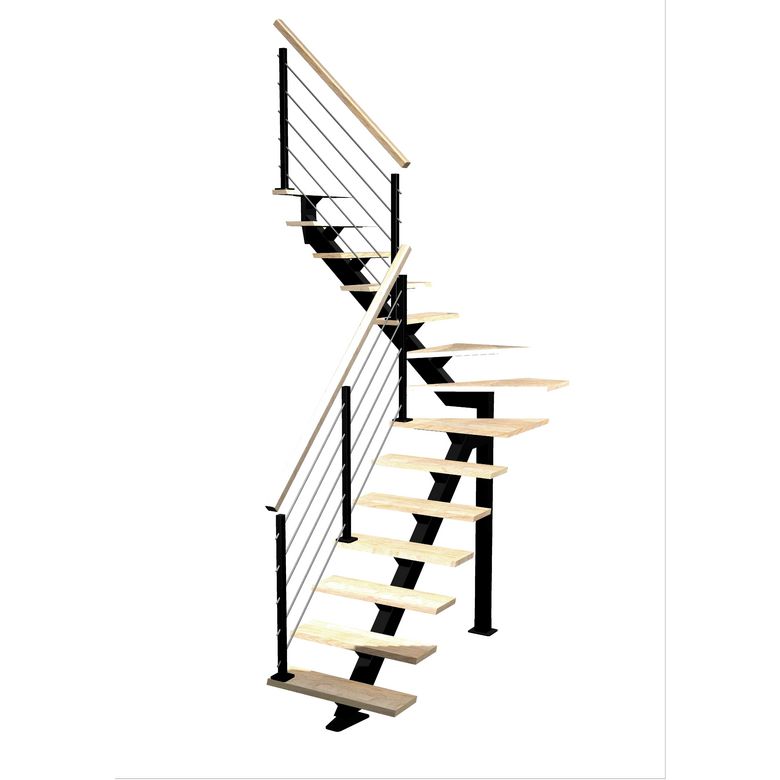 Escalier Elliot 1/4 t. inter Hêtre Epure tubes Moyen h.286 R.176 Gauche Main Image