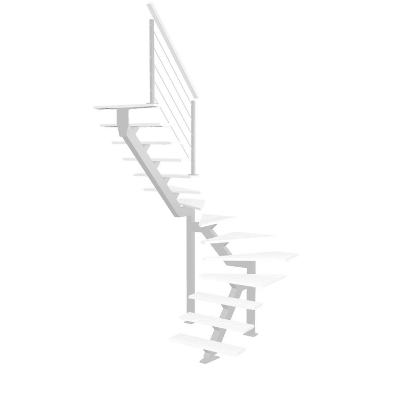 Escalier Elliot double quart tournant intermédiaire rampe Epure tubes