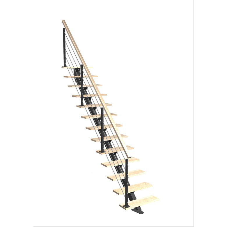 Escalier Elliot Droit Hêtre Epure tubes  h.274 R.264 Gauche Main Image