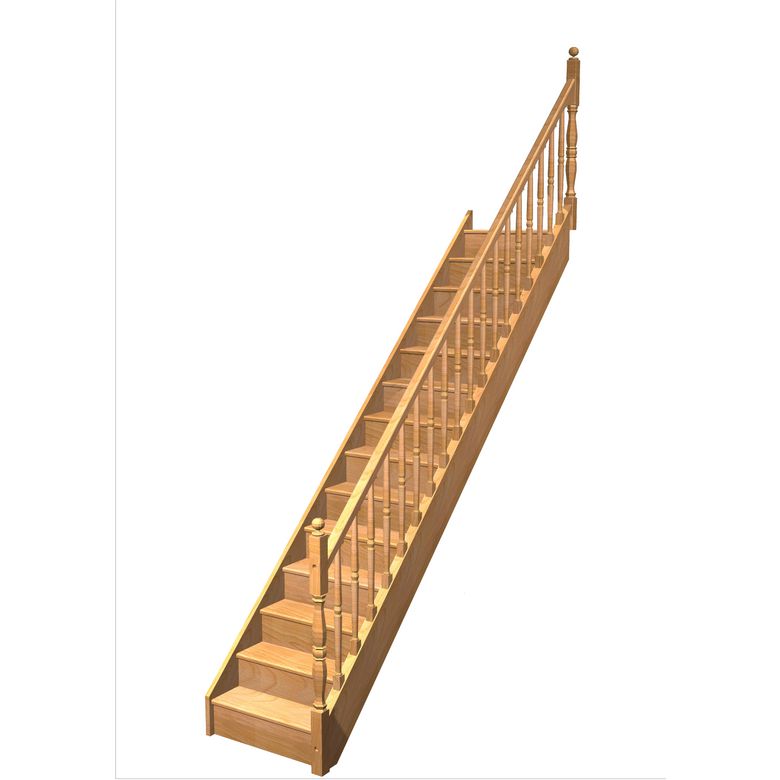 Escalier Faubourg Droit Hêtre Antique Vernis inc. h.274 R.290 Droite Main Image