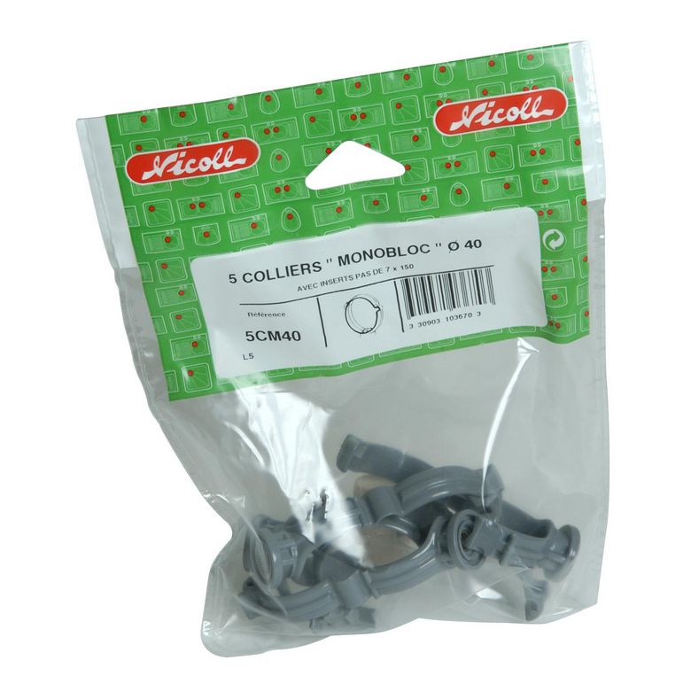 Sachet 5 colliers PVC à charnière D.50 Main Image