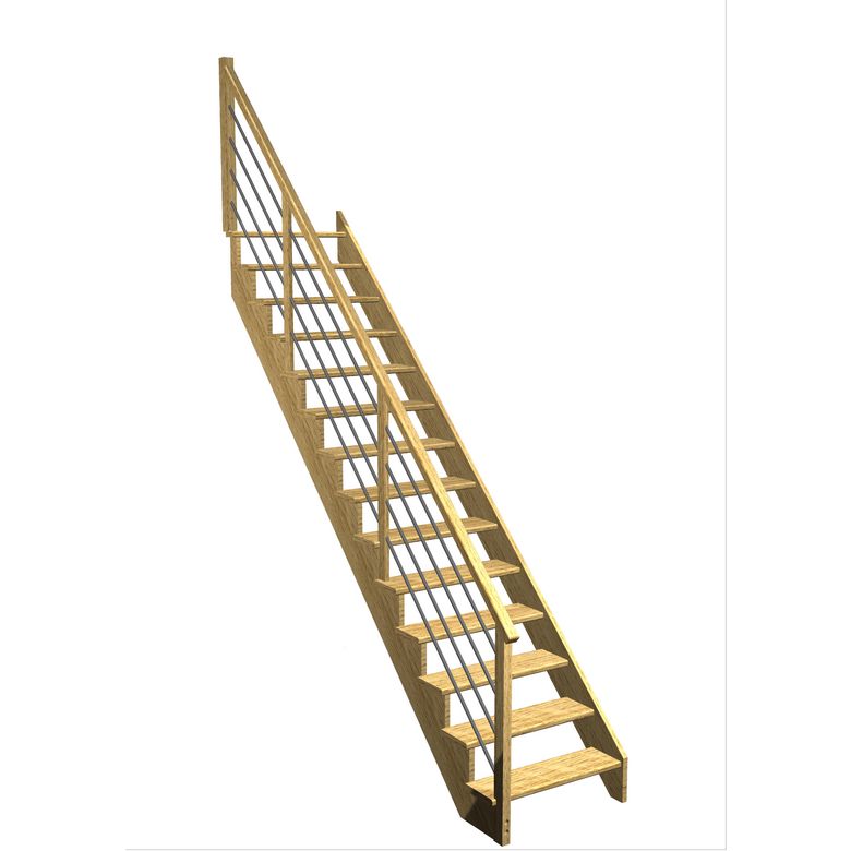 Escalier Ouessant droit rampe Régate tubes acier