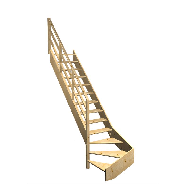 Escalier Aria 1/4 t. bas Sapin Eden  h.274 R.280 Gauche Main Image