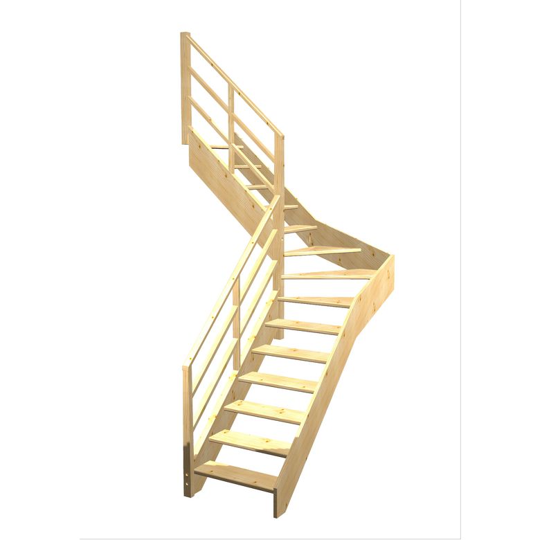 Escalier Aria 1/4 t. inter Sapin Eden  h.274 R.176 Gauche Main Image